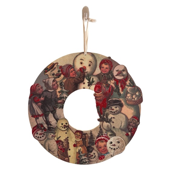 Vintage Style Holiday Wreath‎ with Snowman Designs by Kathy - Picture 1 of 9